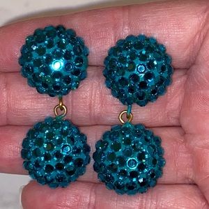 Vintage crystal Rhinestone earrings Green Balls